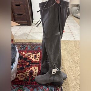 A New Day Gray Microsuede Thigh High Boots